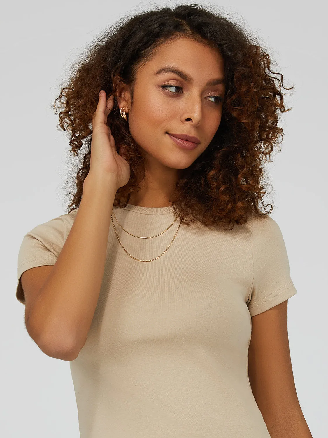 Cropped Crew Neck T-Shirt