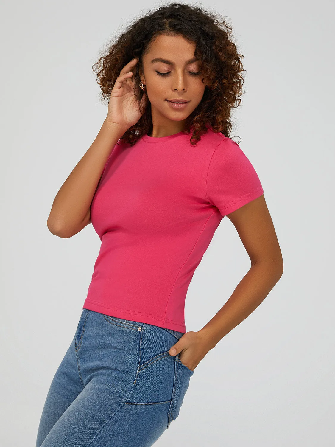 Cropped Crew Neck T-Shirt