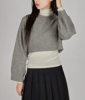 CROPPED HAIRY KNIT TOP