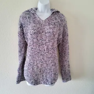 Cupio Stretch Purple Knit Hoodie Sweater, Women's Large