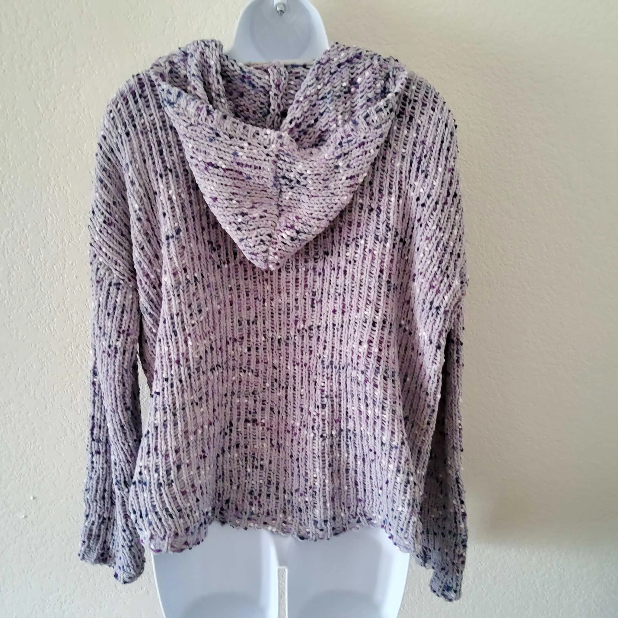 Cupio Stretch Purple Knit Hoodie Sweater, Women's Large