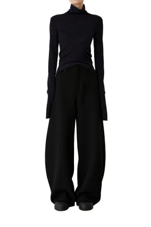 Curved Turtleneck Knit Top
