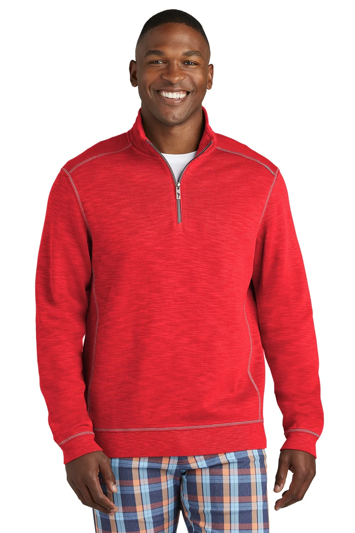 Custom Tommy Bahama Tobago Bay Quarter Zip ST226342TB Chili Pepper