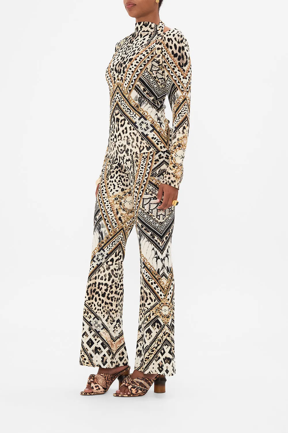 CUT OUT SHOULDER KNIT TOP MOSAIC MUSE