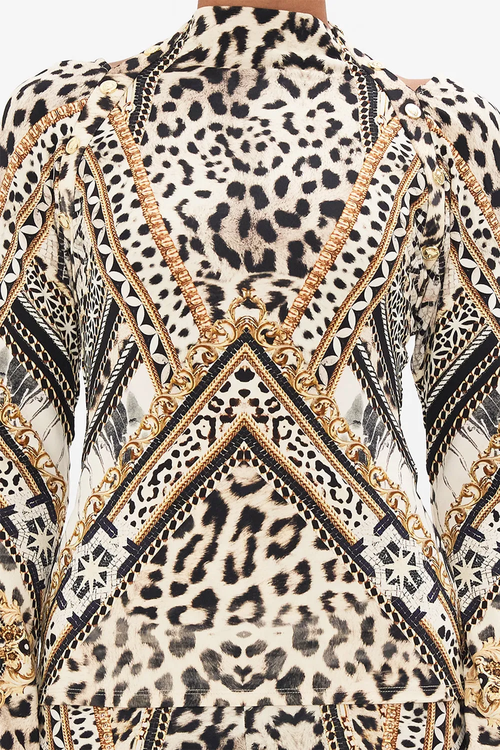 CUT OUT SHOULDER KNIT TOP MOSAIC MUSE
