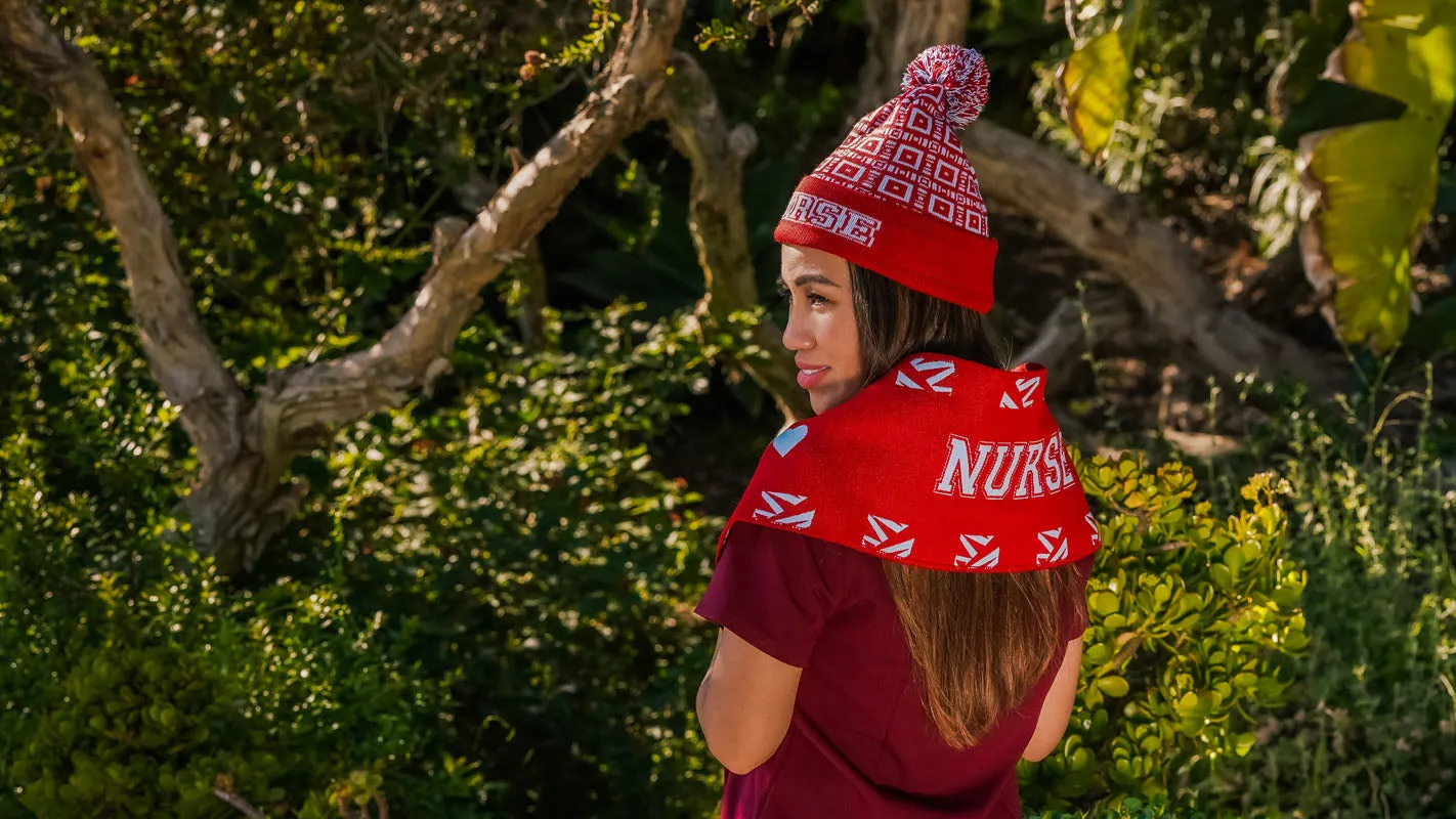 DALISAY "pure" MAROON/BLUE BEANIE & SCARF SET