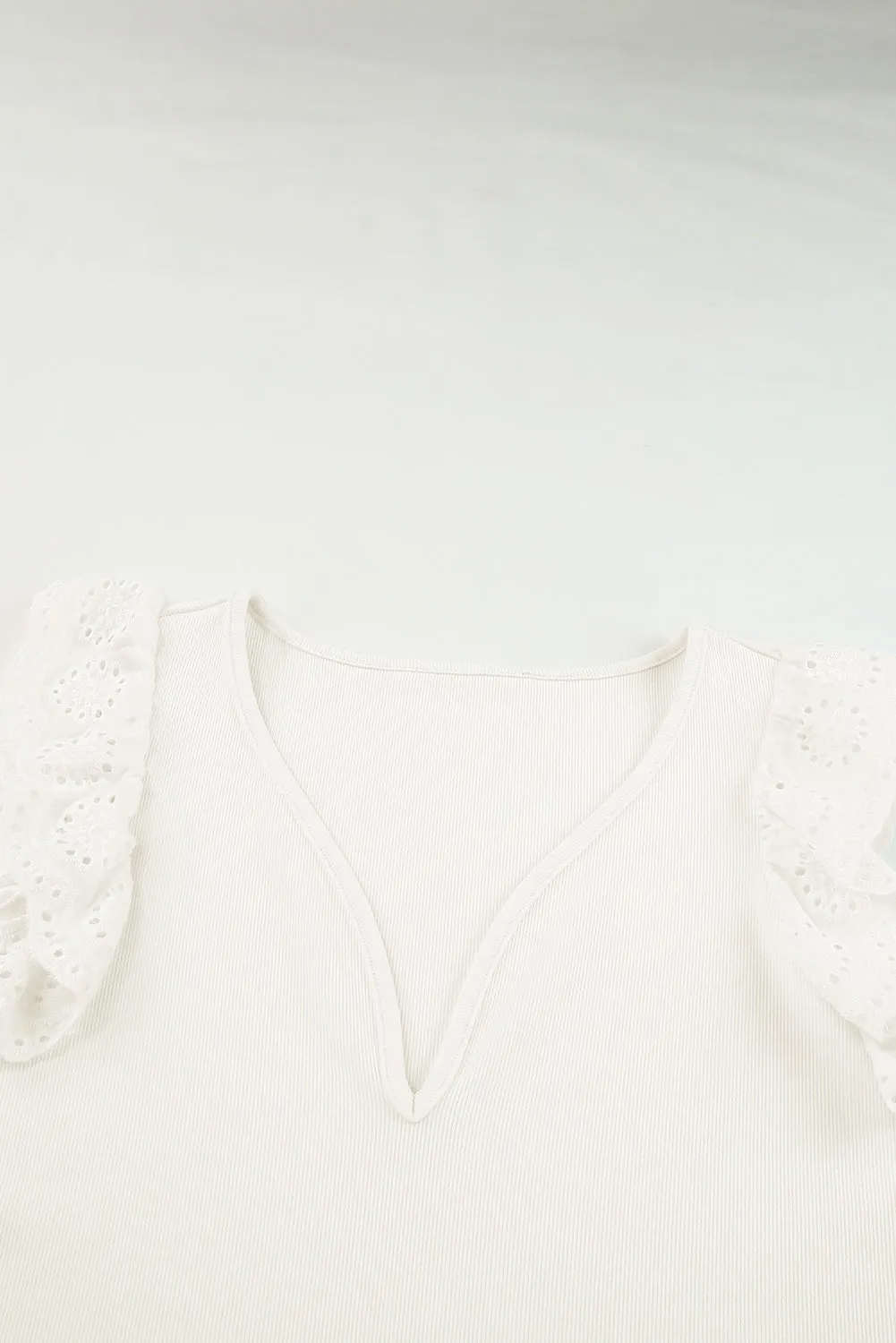 Deep V Lace Butterfly Sleeve Top