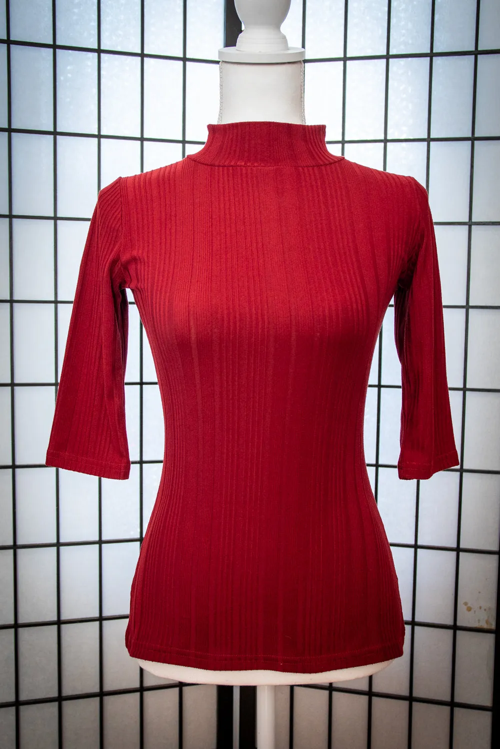 Denise Top 3/4 Sleeve - Brick Rib Knit