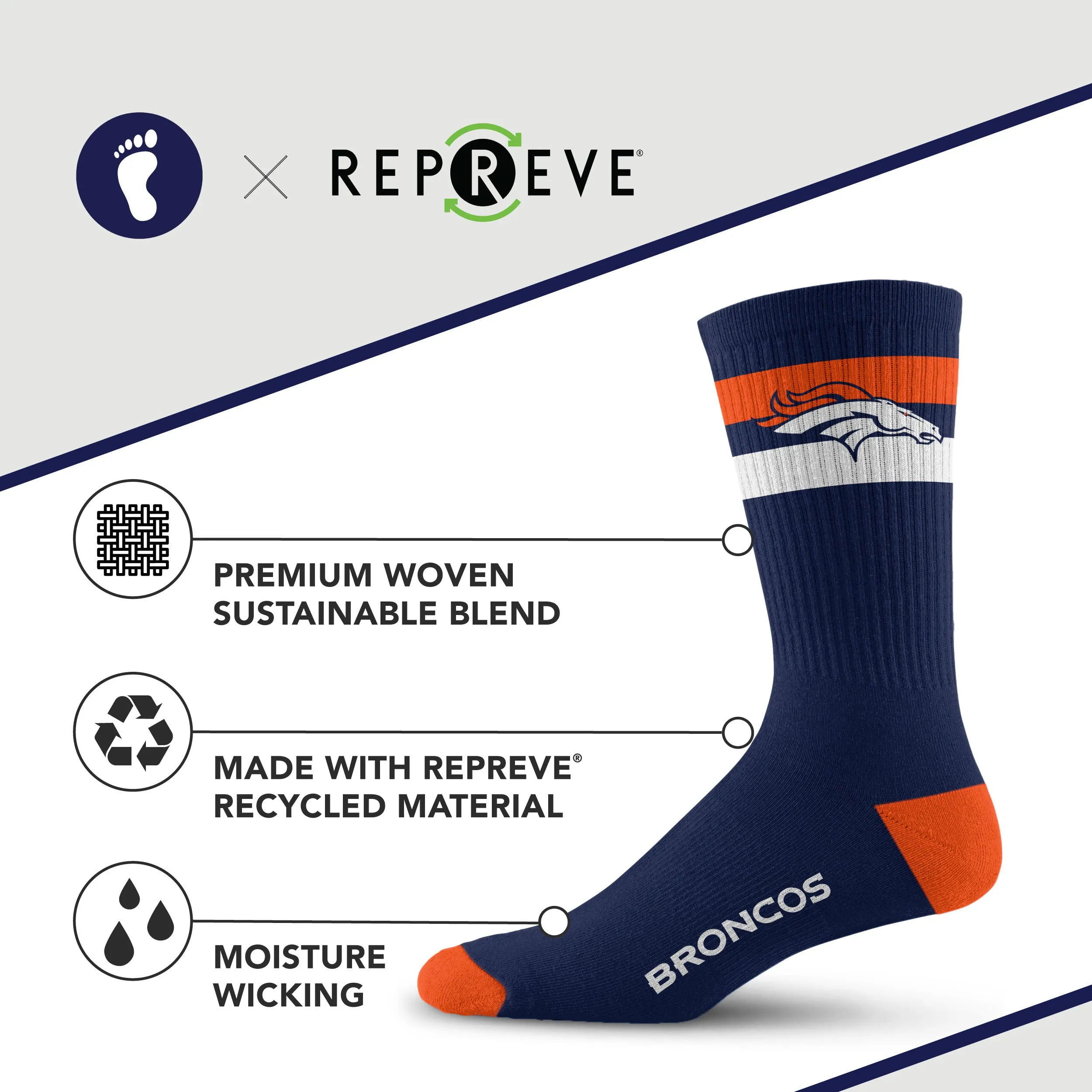 Denver Broncos Legend Premium Crew Socks