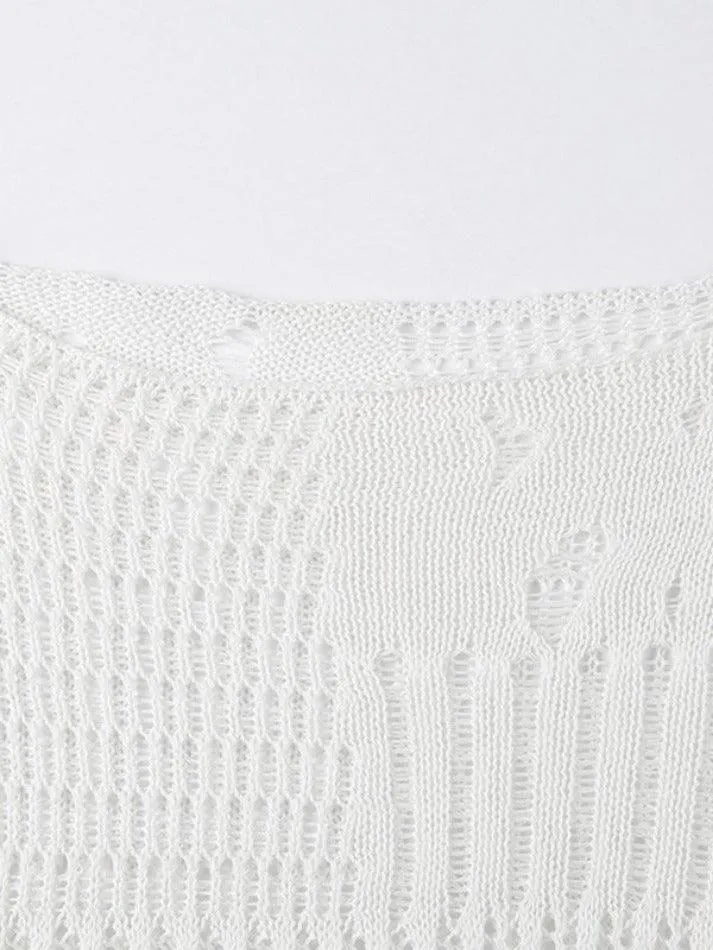 Distressed Crochet Knit Top