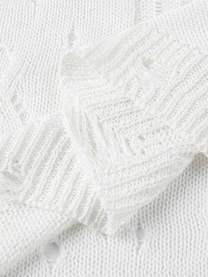 Distressed Crochet Knit Top