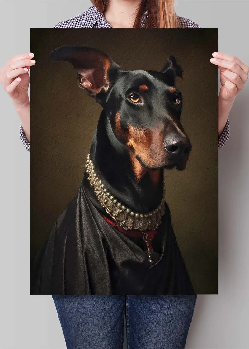 Doberman Dog Portrait Print