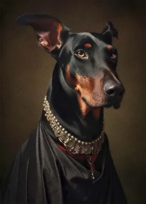 Doberman Dog Portrait Print