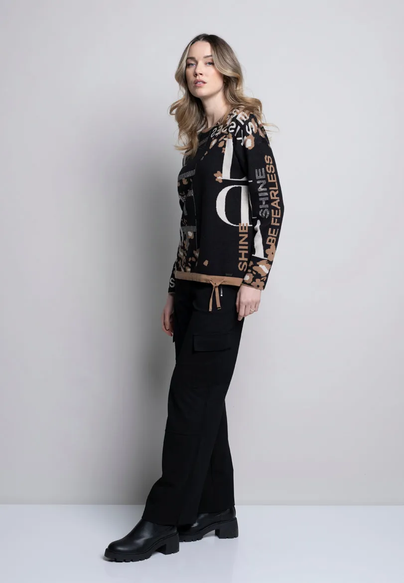 Drawstring Hem Jacquard Top