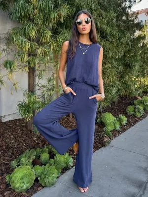 Easy Going Knit Top in Navy