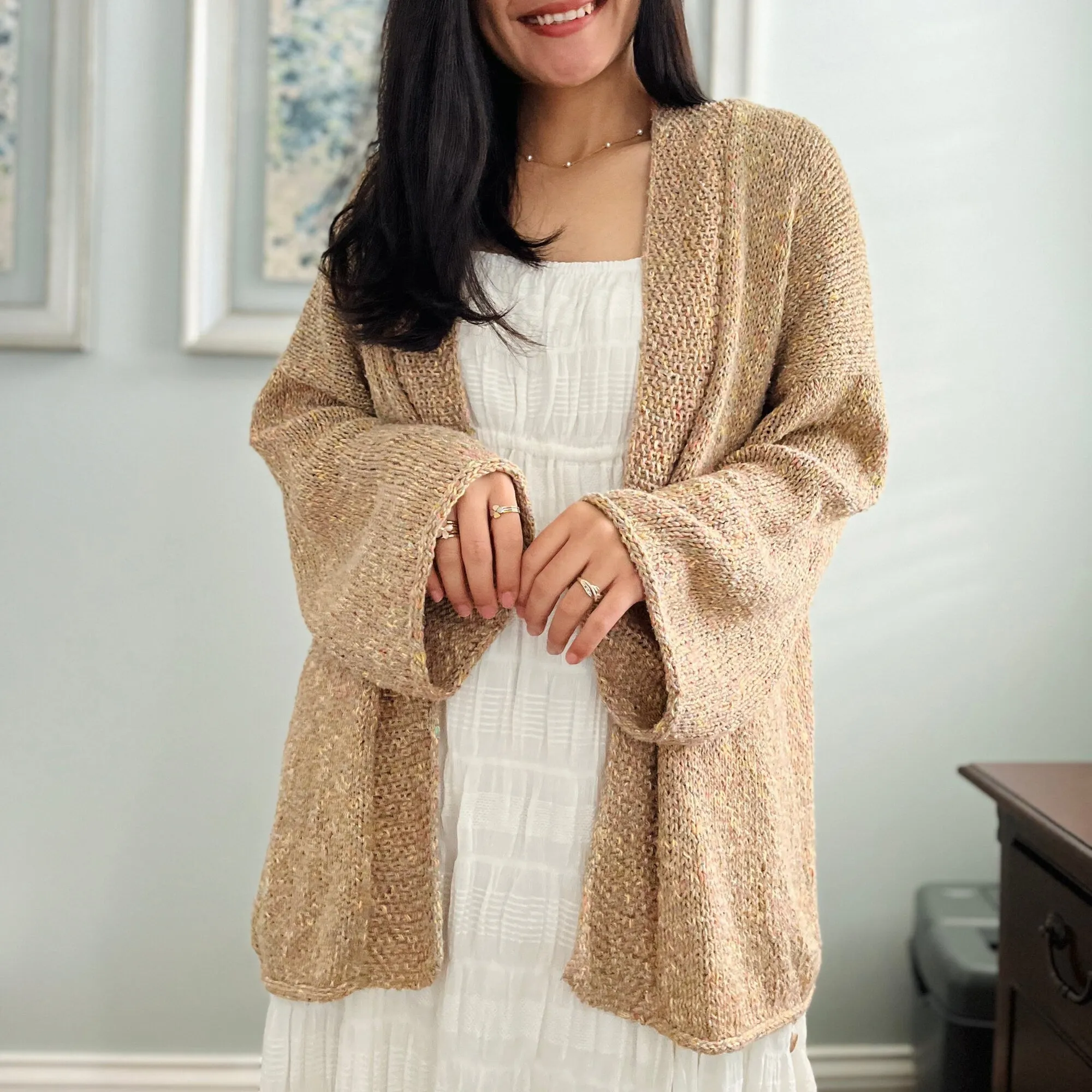 Easy Knitted Cardigan Pdf digital download pattern US women's XS-XXL with video tutorial