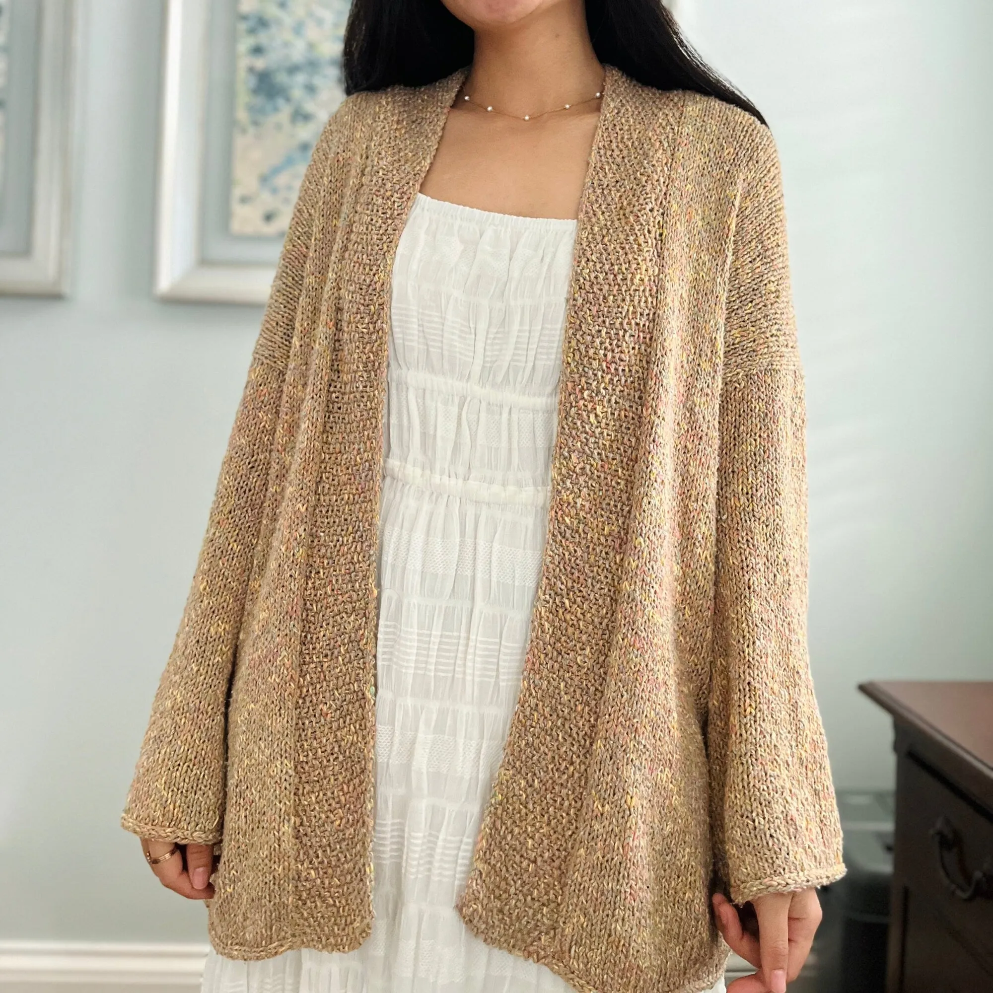 Easy Knitted Cardigan Pdf digital download pattern US women's XS-XXL with video tutorial