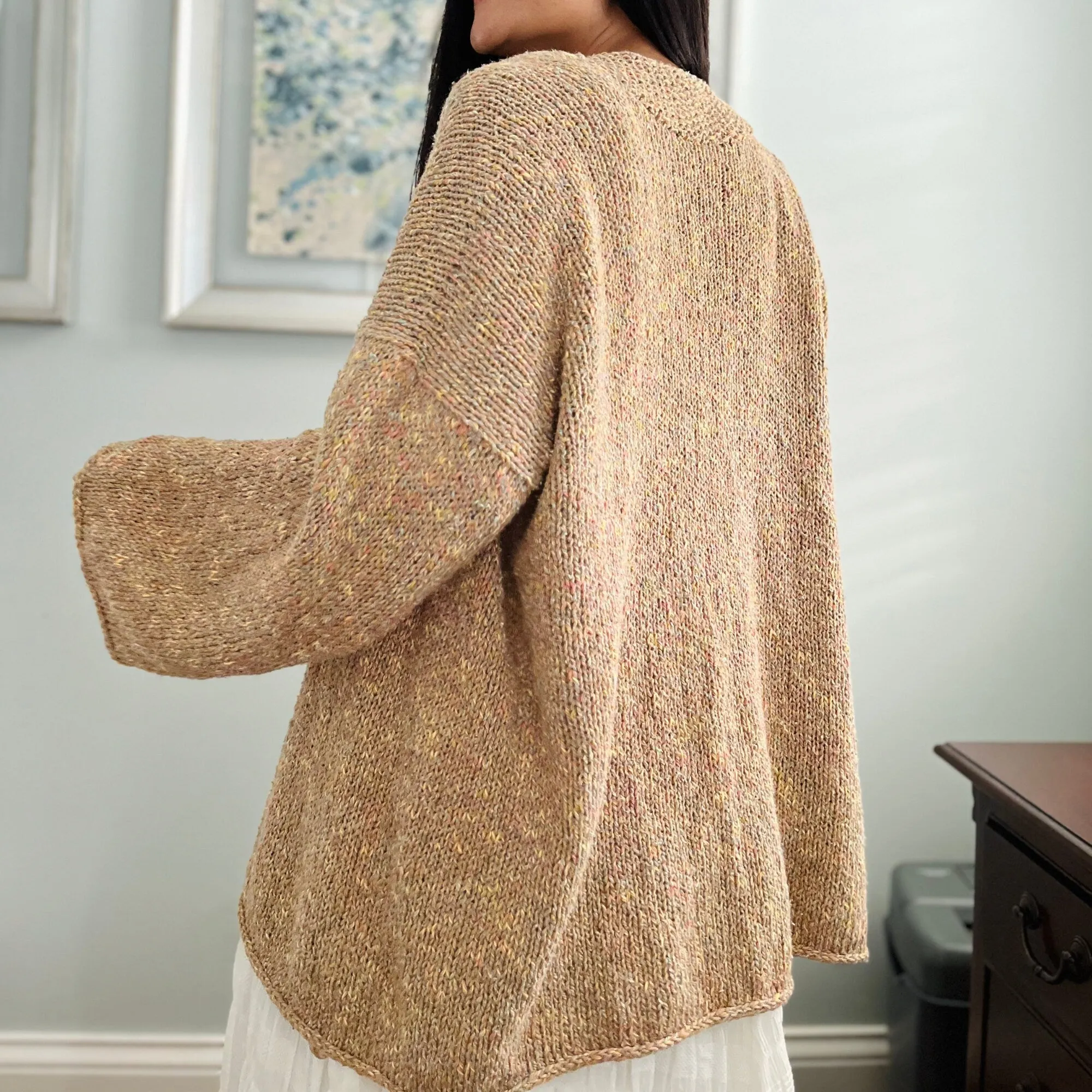 Easy Knitted Cardigan Pdf digital download pattern US women's XS-XXL with video tutorial