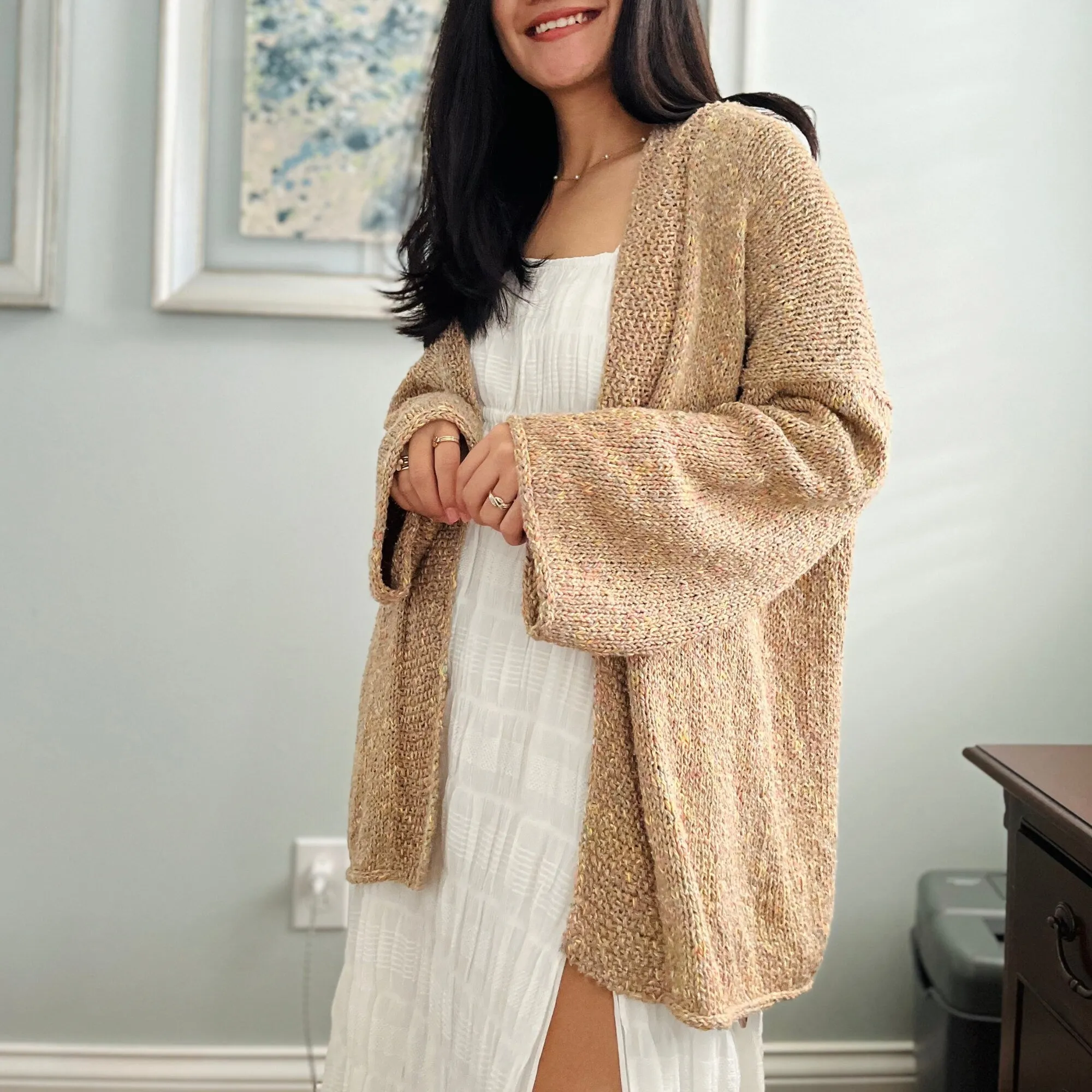 Easy Knitted Cardigan Pdf digital download pattern US women's XS-XXL with video tutorial