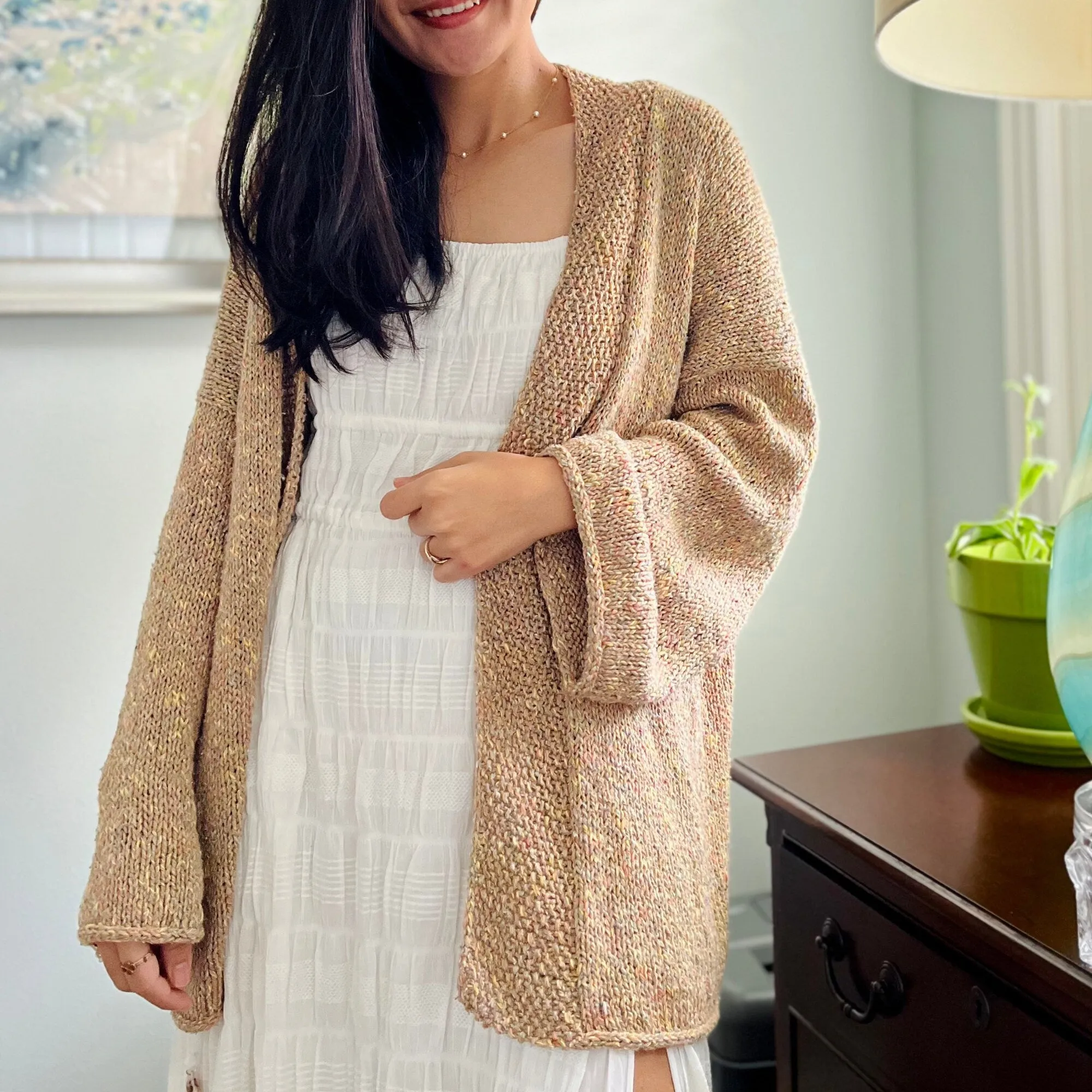 Easy Knitted Cardigan Pdf digital download pattern US women's XS-XXL with video tutorial