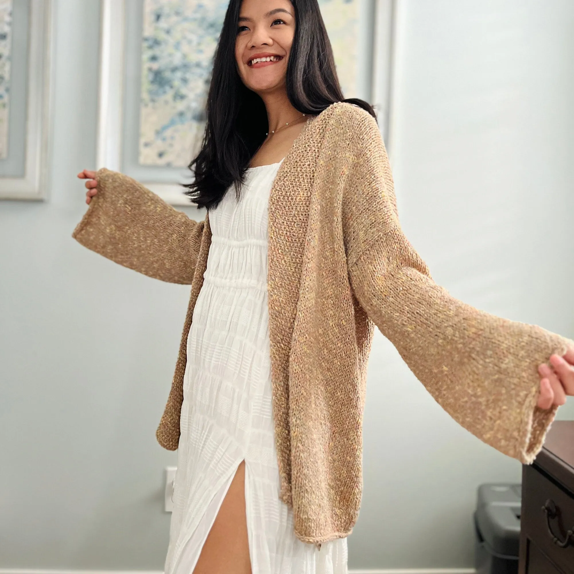 Easy Knitted Cardigan Pdf digital download pattern US women's XS-XXL with video tutorial