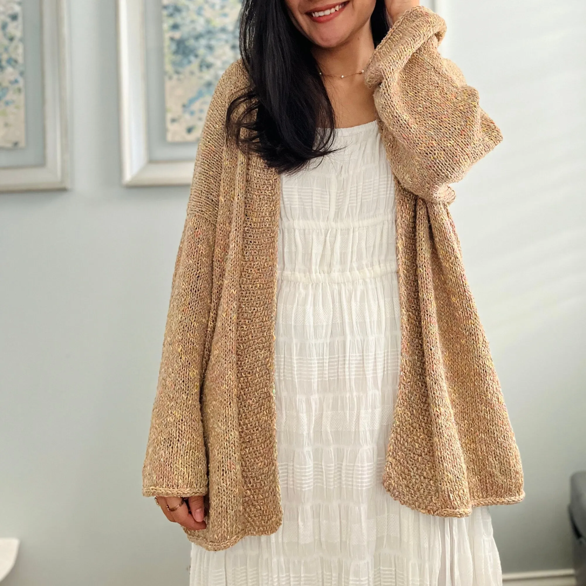 Easy Knitted Cardigan Pdf digital download pattern US women's XS-XXL with video tutorial