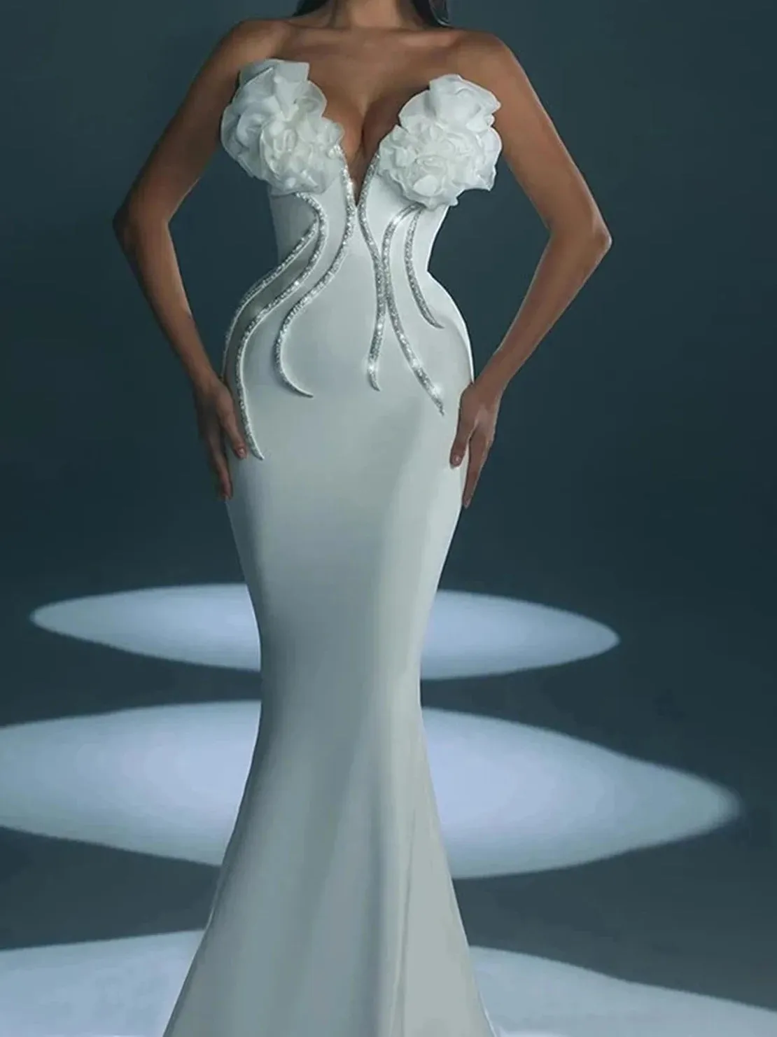 Elegant Off-Shoulder Floral Chain Bodycon Long Dress