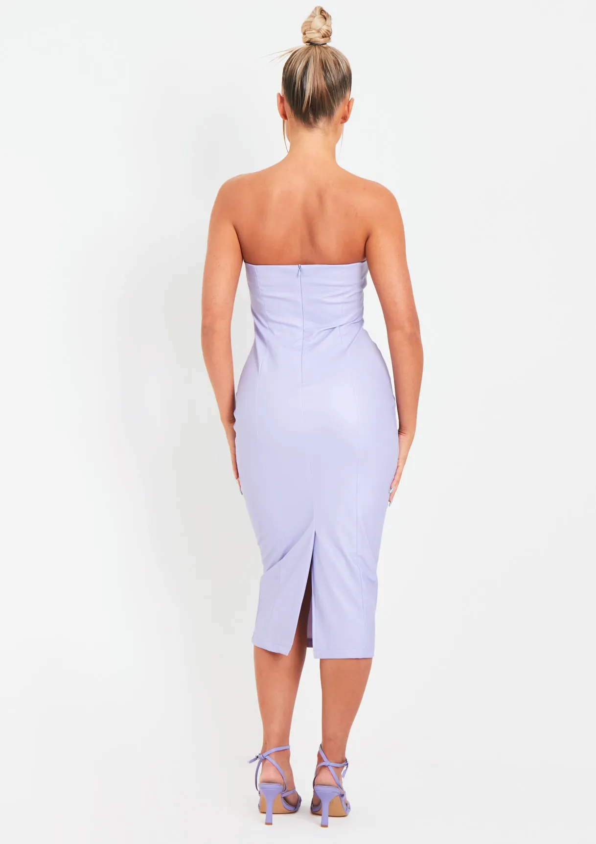 Elle Lilac PU Bandeau Midi Dress
