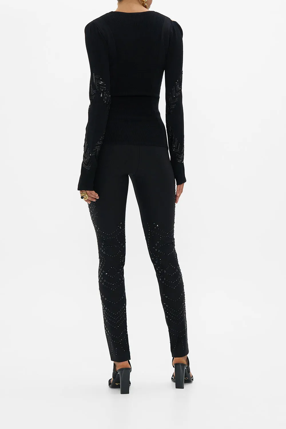 ENGINEERED CUT OUT LONG SLEEVE  KNIT TOP CARTOUCHE KINGDOM