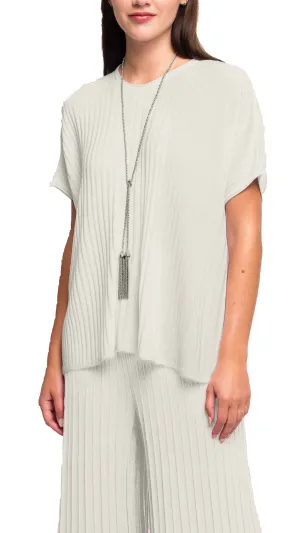 Erika Loose-Fitting Wide Rib Knit Drop Shoulder Top; Beige
