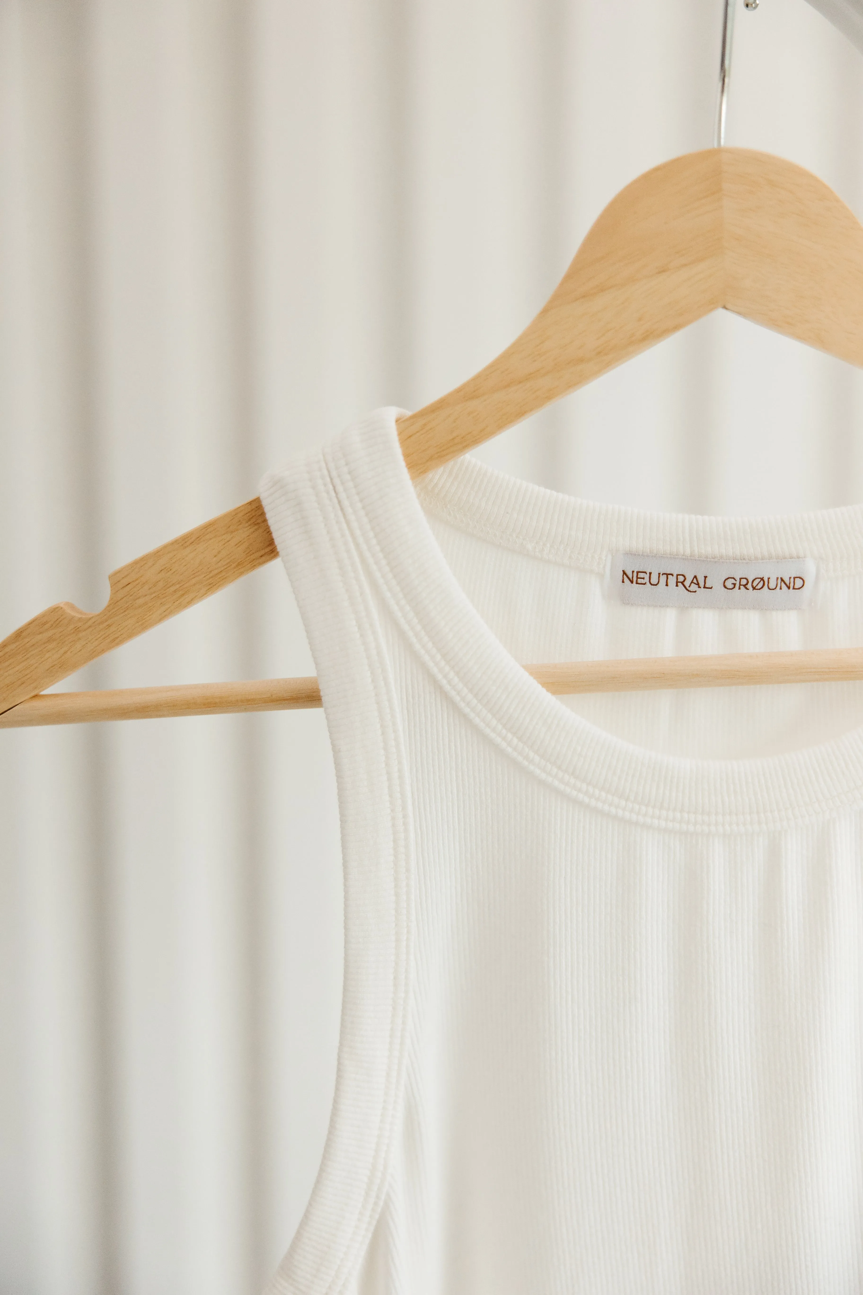 Everly Long Ribbed Knit Tank Top in White