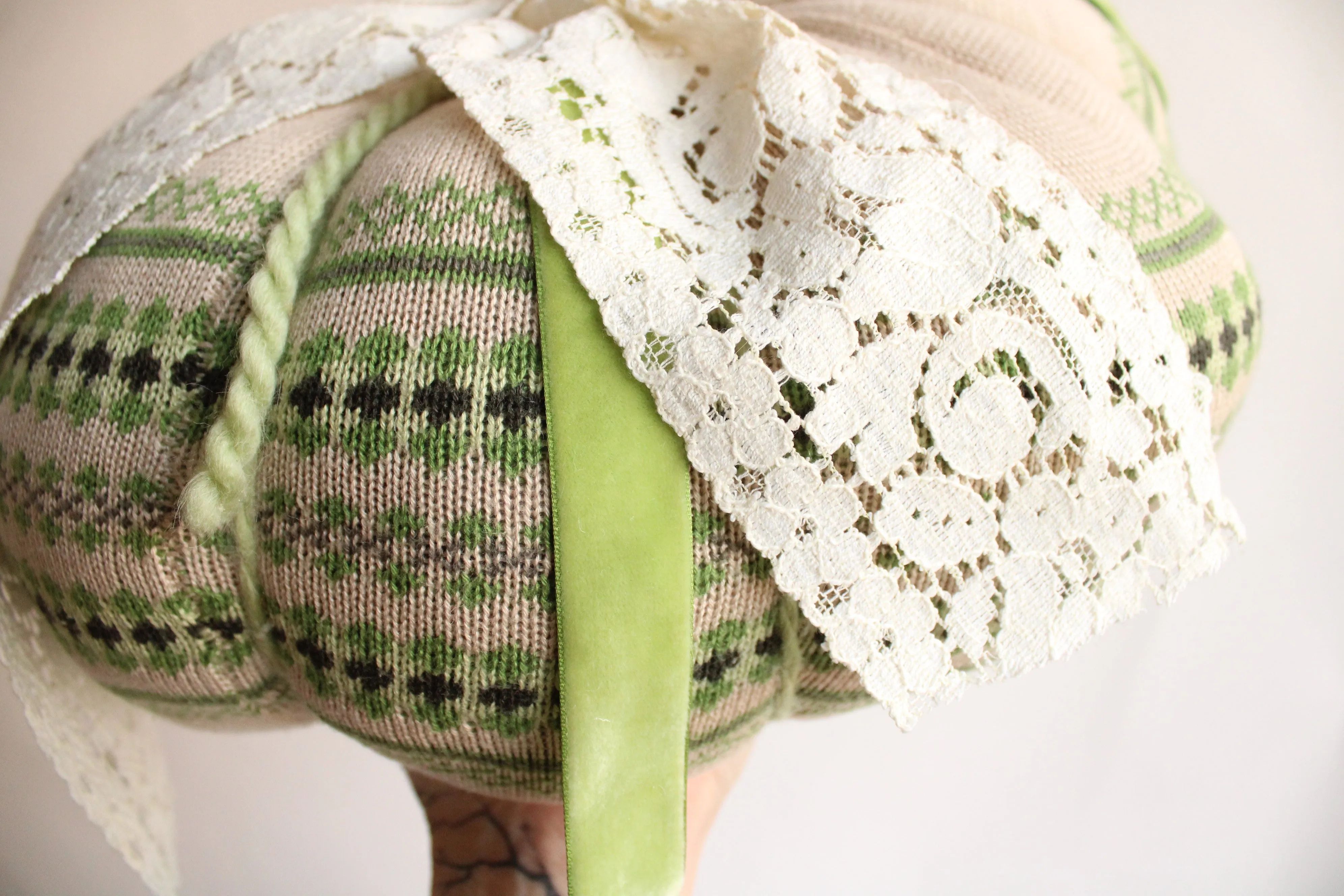 Extra Large Nordic Green Knit Pumpkin Pillow Pouf