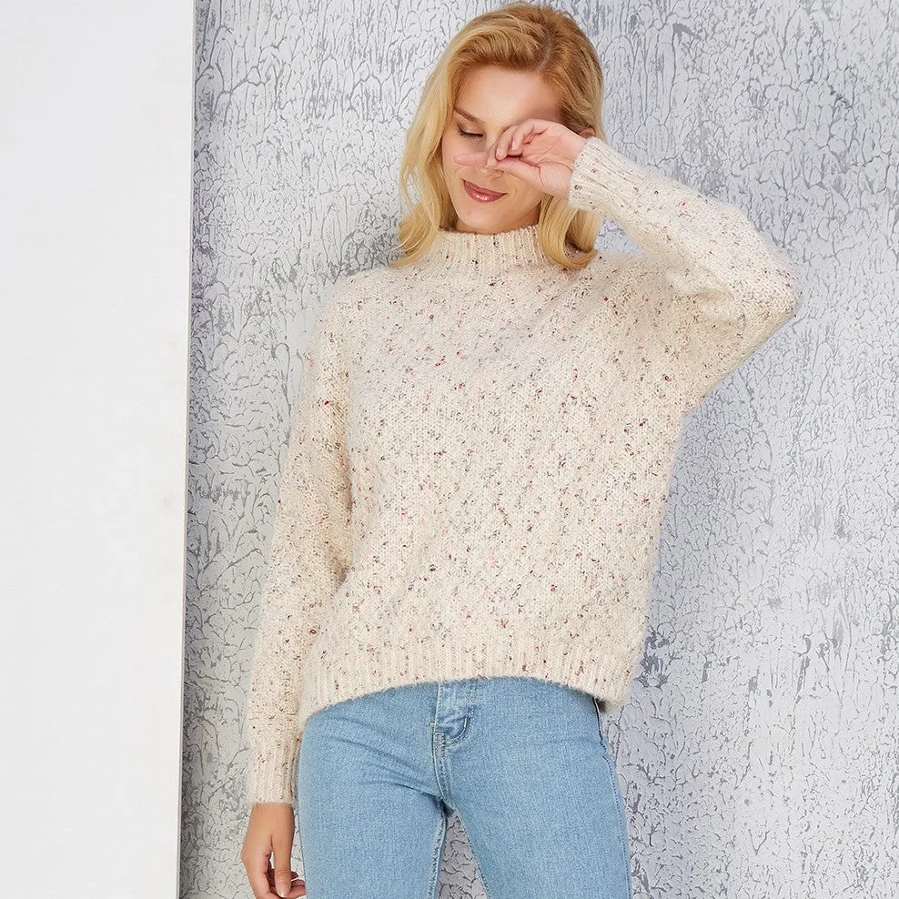 Fashion Colorful Half High Neck Collar Sweaters