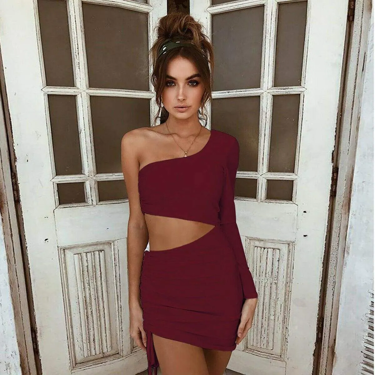 FashionSierra - Hollow Out Bandage Bodycon Mini Dress