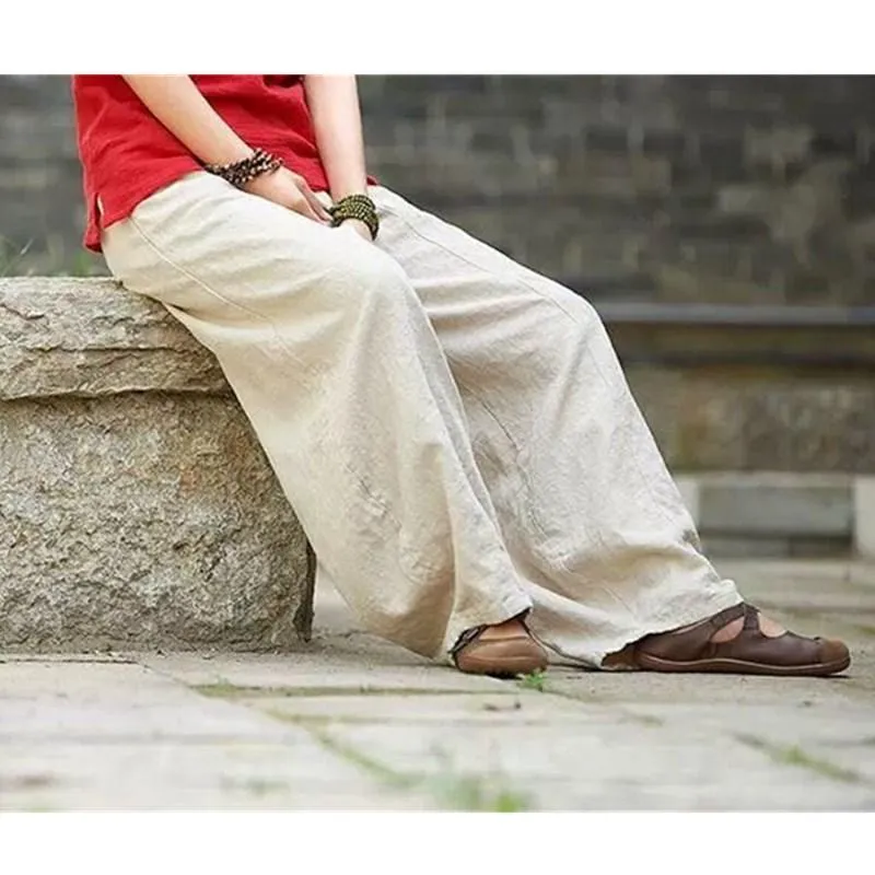 FashionSierra - Women's linen balloon pants casual wide leg pants with pockets summer loose fit