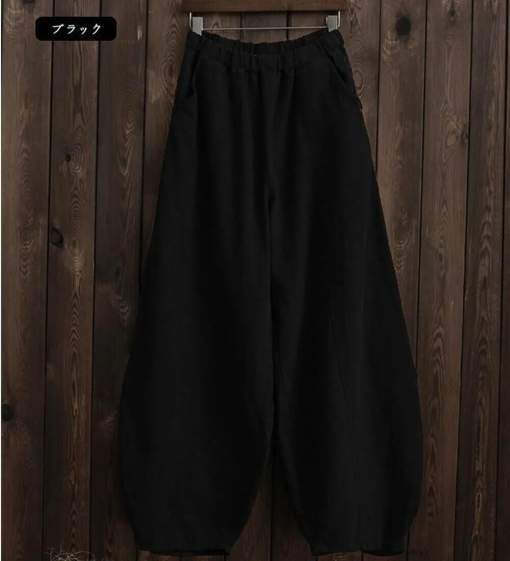 FashionSierra - Women's linen balloon pants casual wide leg pants with pockets summer loose fit