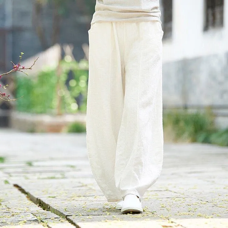 FashionSierra - Women's linen balloon pants casual wide leg pants with pockets summer loose fit