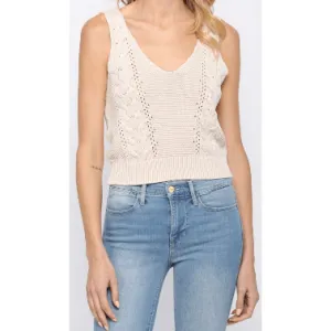 FATE Natural Cotton Aran Cable Knit Tank Top