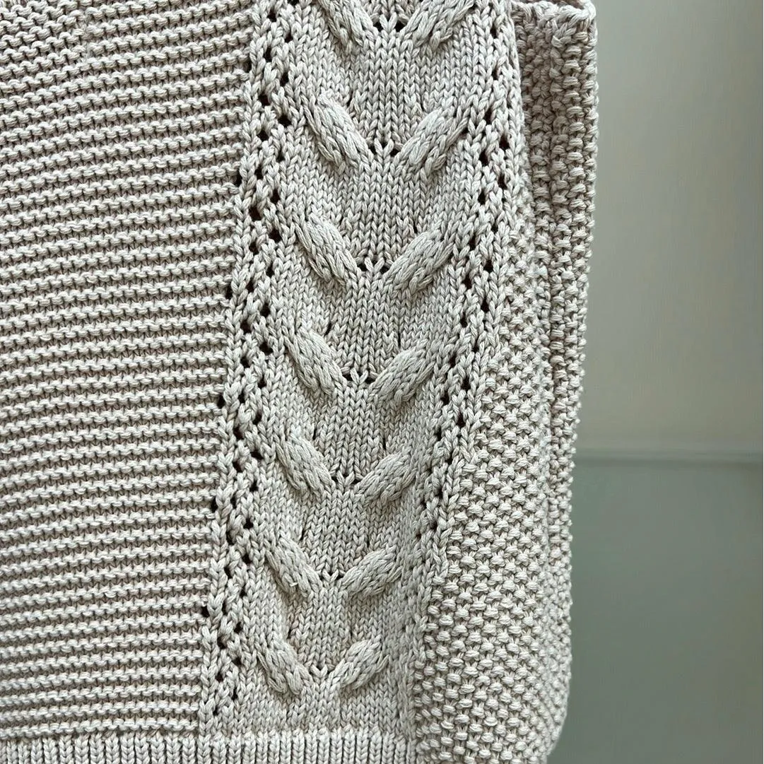 FATE Natural Cotton Aran Cable Knit Tank Top