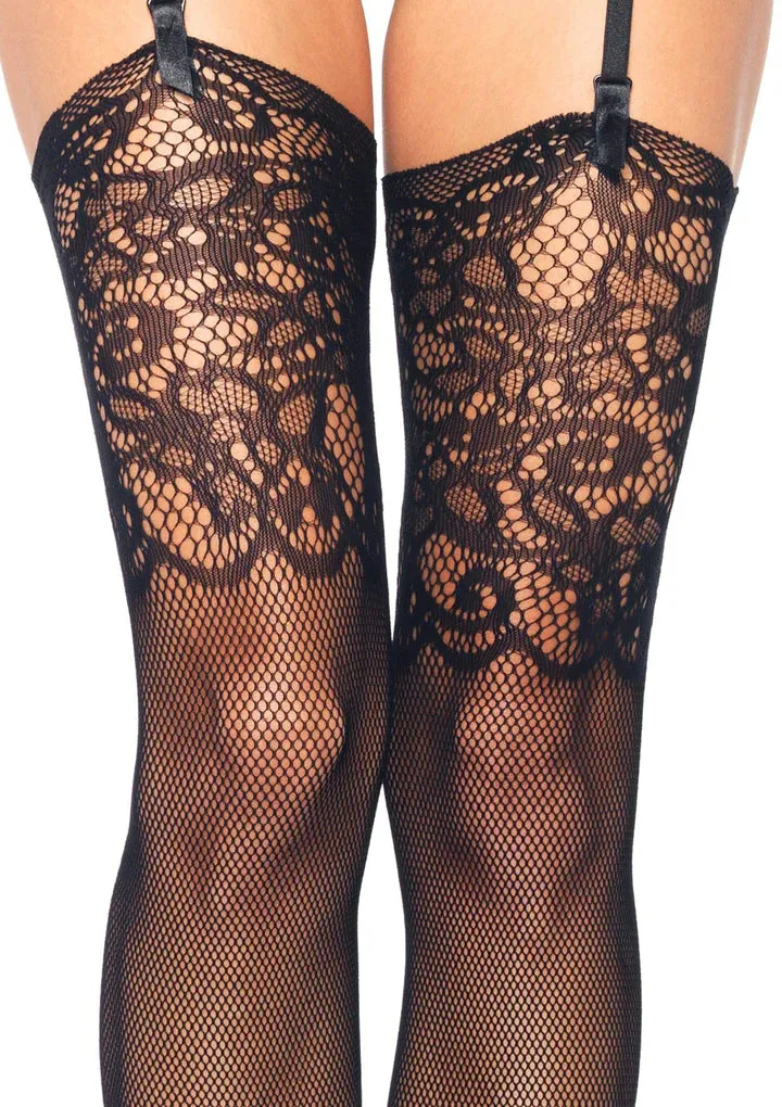 Fishnet Stockings with Lace Top