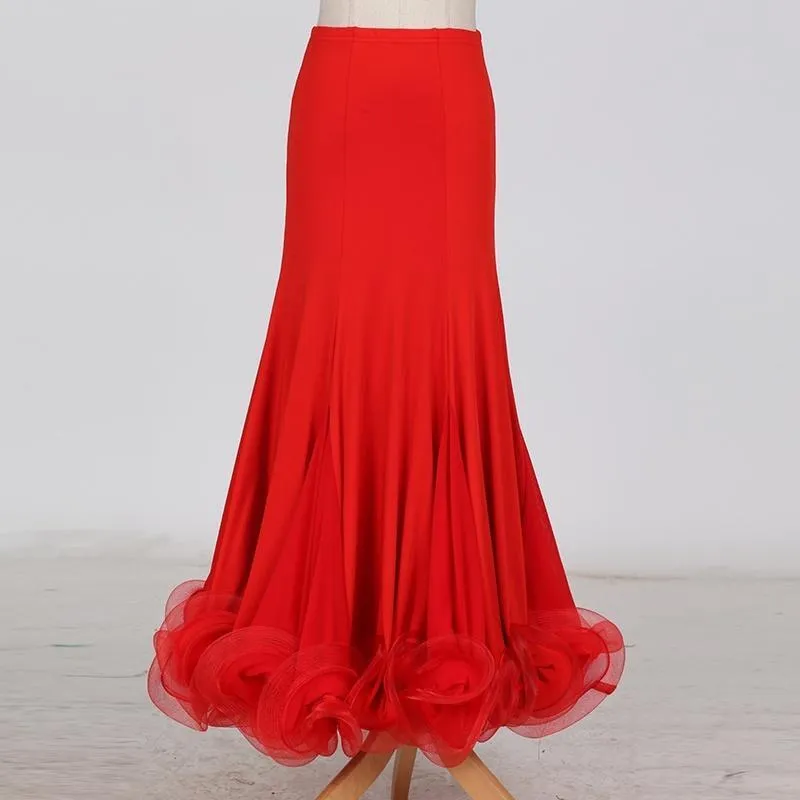 Flared Maxi Ballroom Skirt with Ruffles