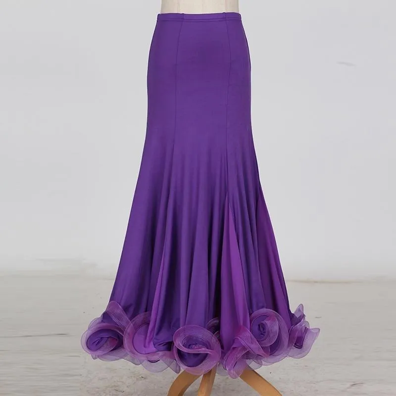 Flared Maxi Ballroom Skirt with Ruffles