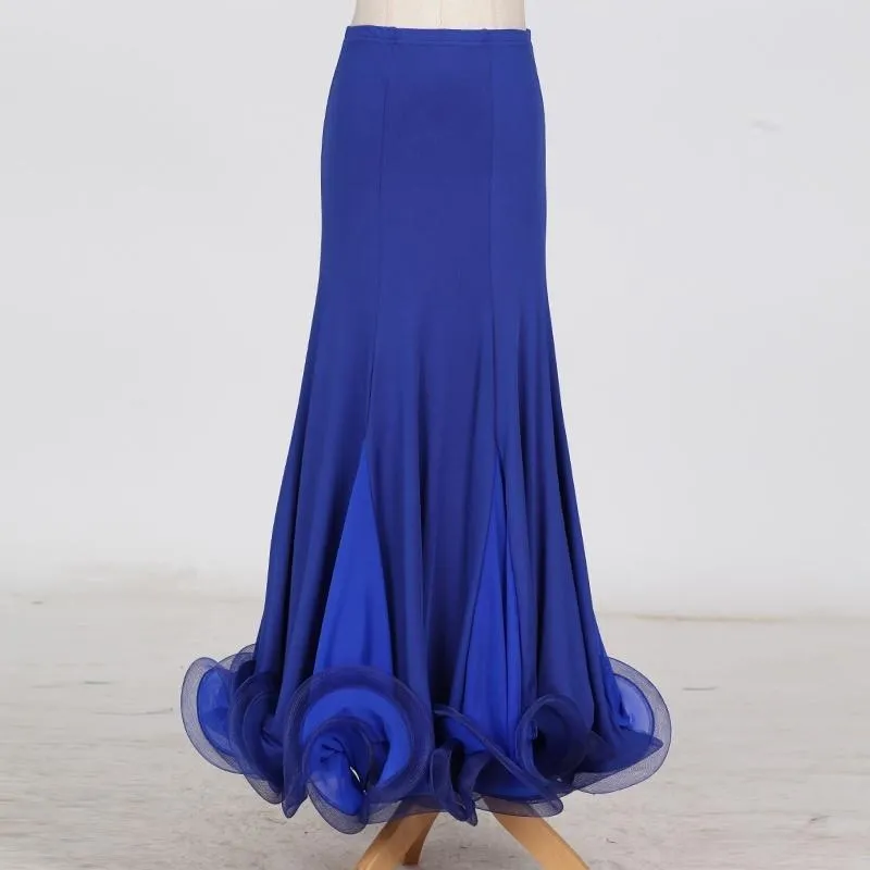 Flared Maxi Ballroom Skirt with Ruffles