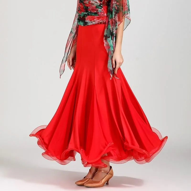 Flared Maxi Ballroom Skirt with Ruffles