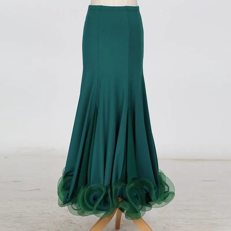 Flared Maxi Ballroom Skirt with Ruffles