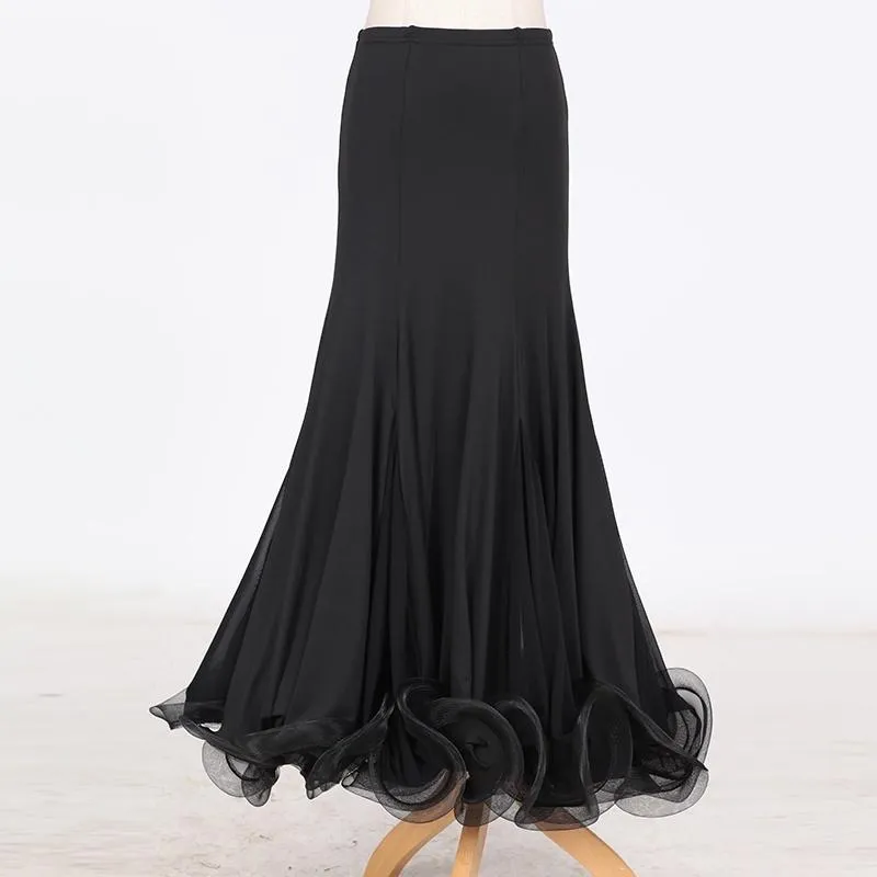 Flared Maxi Ballroom Skirt with Ruffles