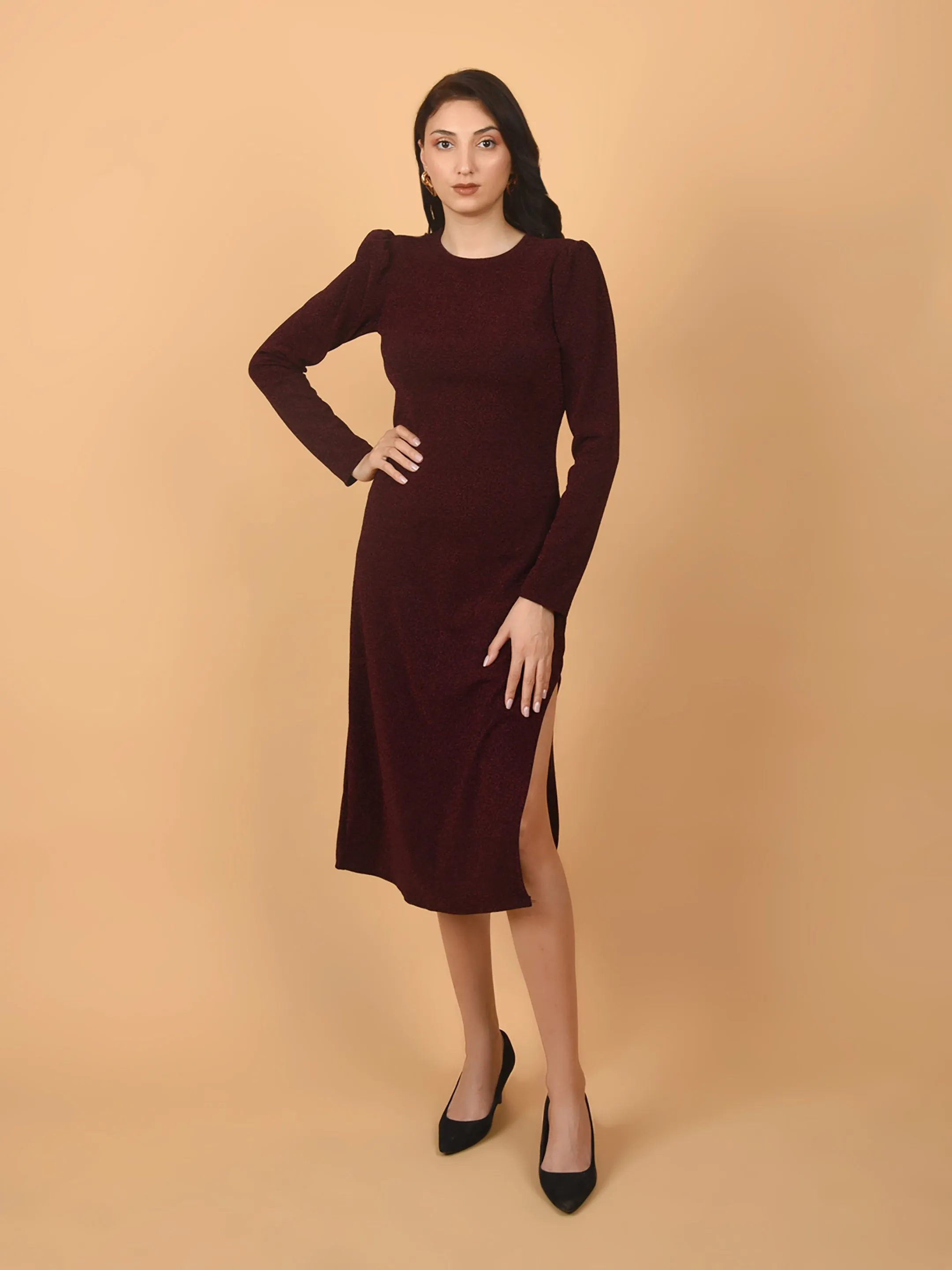 Flawless Trendy Partywear Bodycon Midi Slit Dress | DIVA