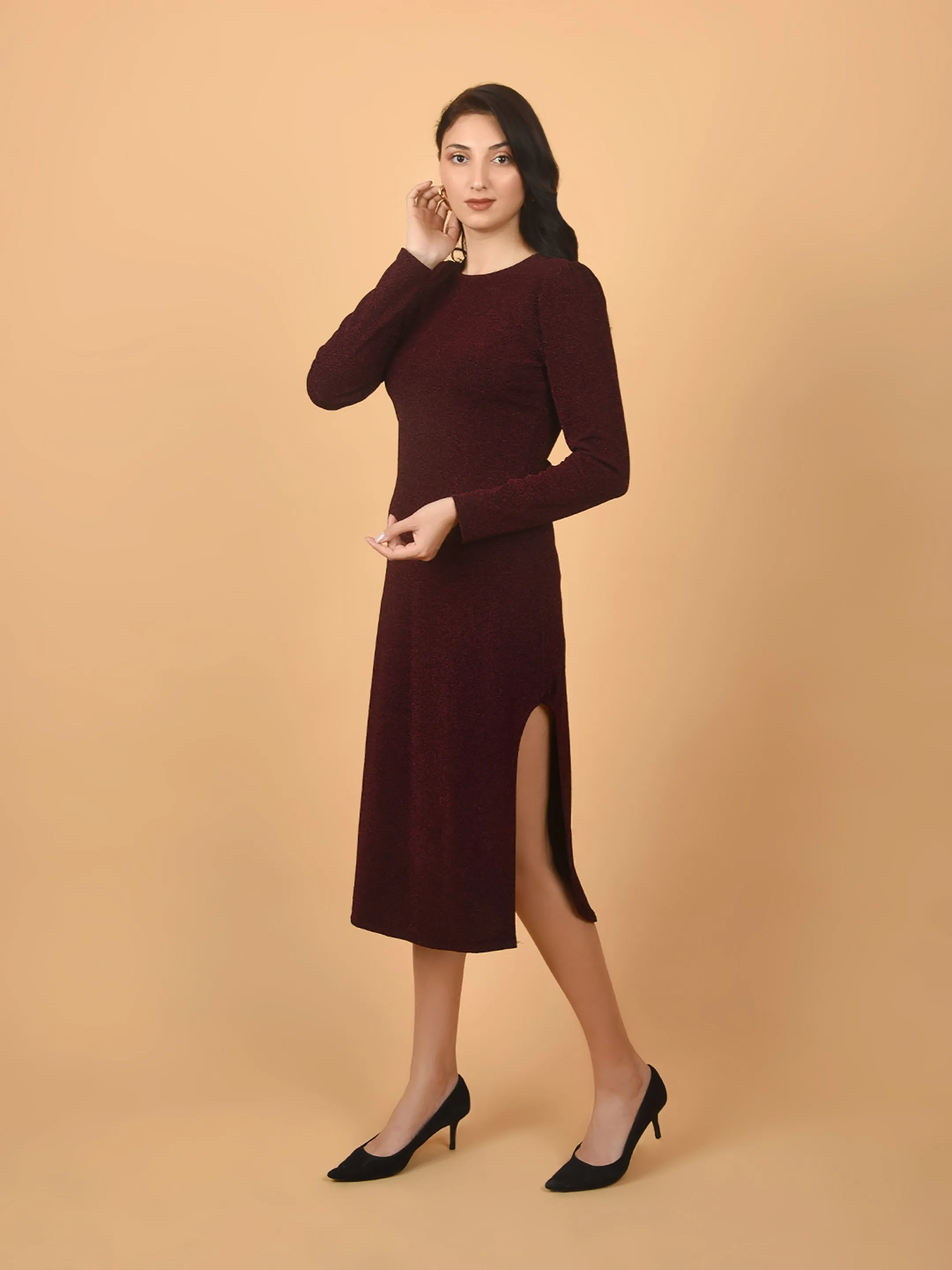 Flawless Trendy Partywear Bodycon Midi Slit Dress | DIVA