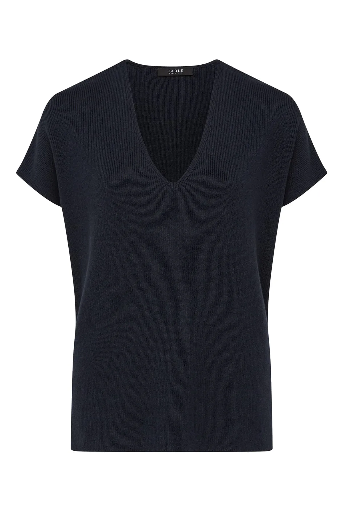 Flax V Neck Top - Navy