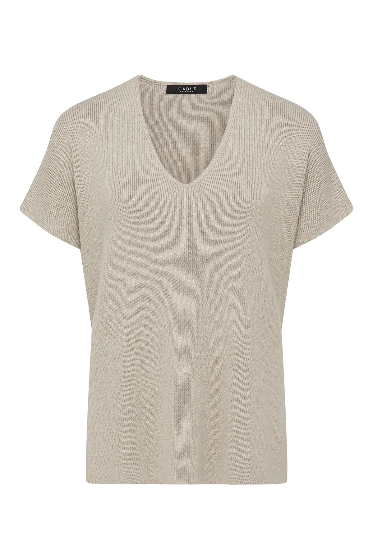 Flax V Neck Top - Oat